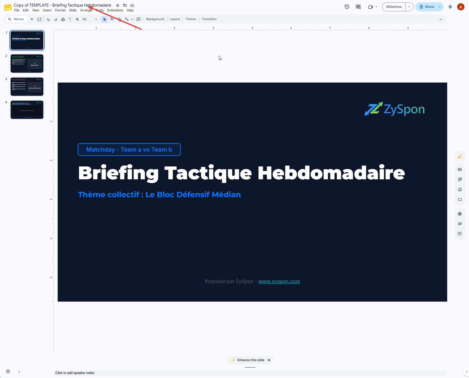 2. Renommer le titre du fichier Google Slides