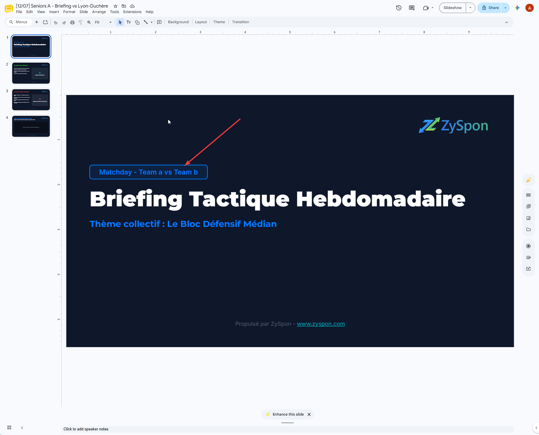 3. Modifier le titre sur la slide 1