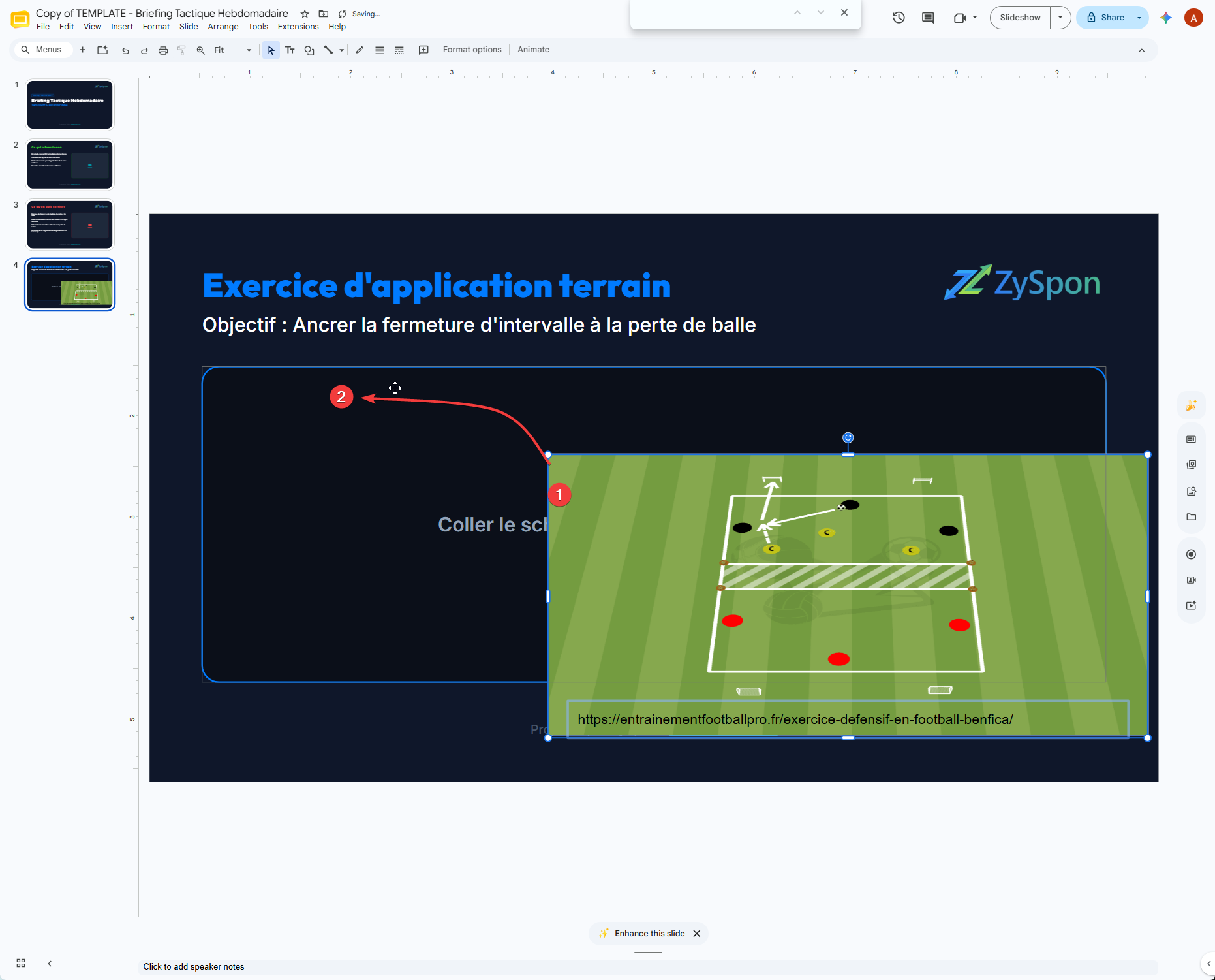 7. Positionner l'image du schéma d'exercice sur la slide 4
