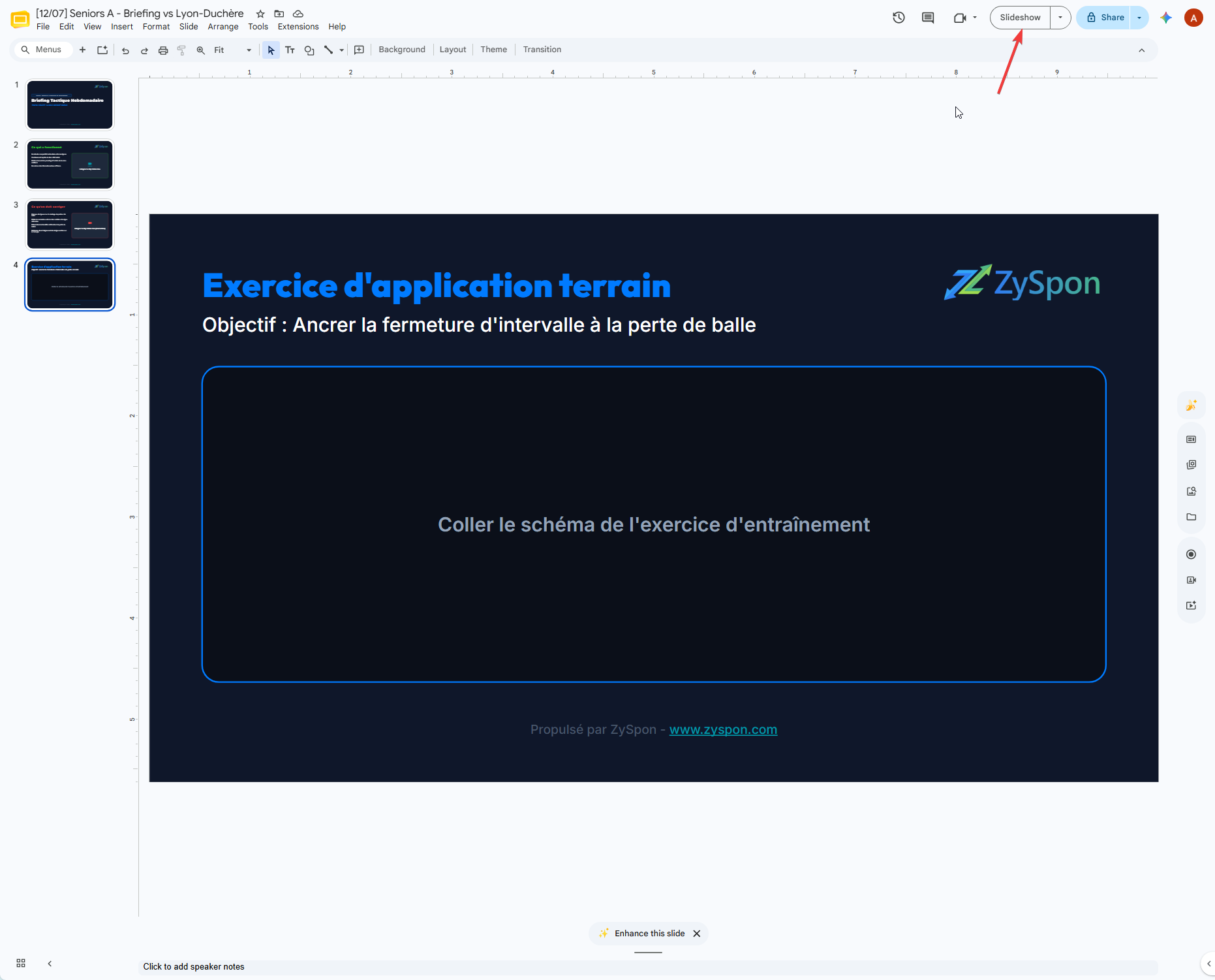 8. Lancer le diaporama pour vérifier l'ouverture du lien caméra