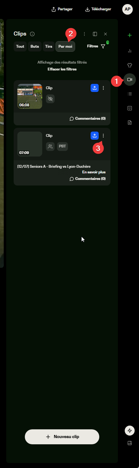 veo1. Menu 3 points du clip sur Veo Editor