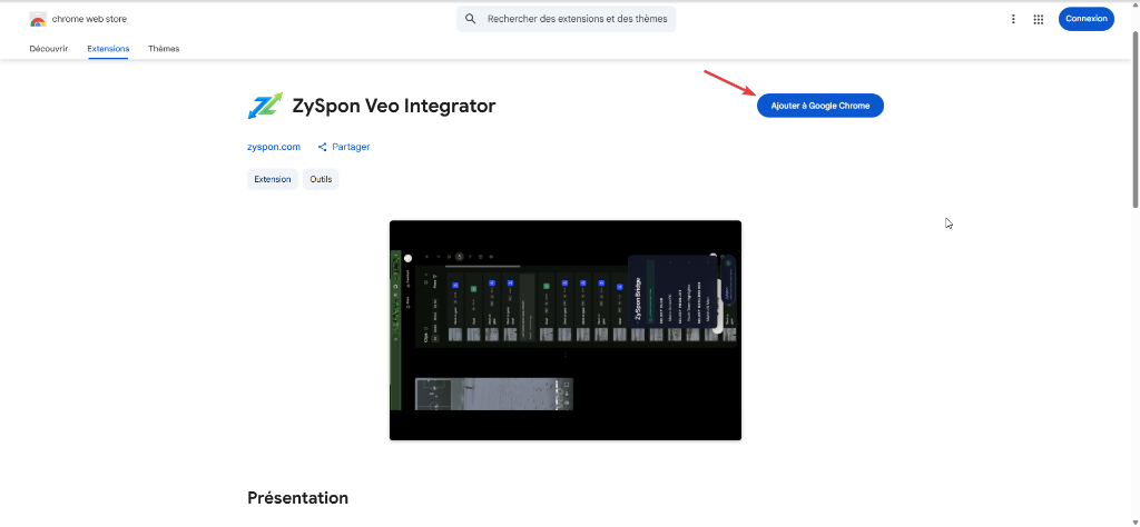 1. Page Chrome Web Store - Bouton Ajouter