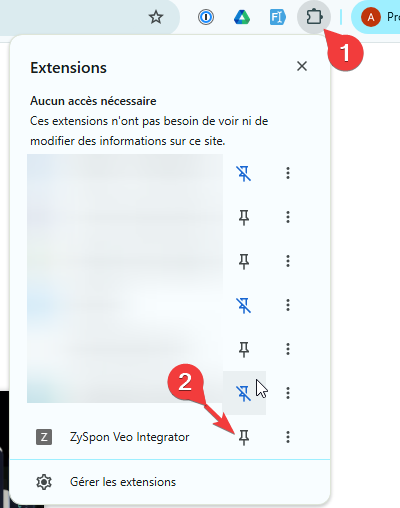 3. Épingler l'extension dans Chrome